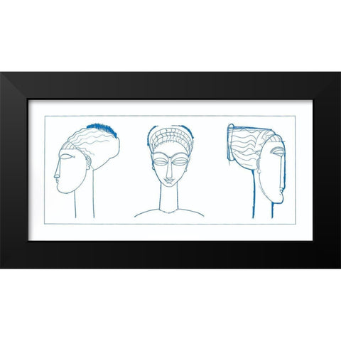 Blue Face Black Modern Wood Framed Art Print by Unknown