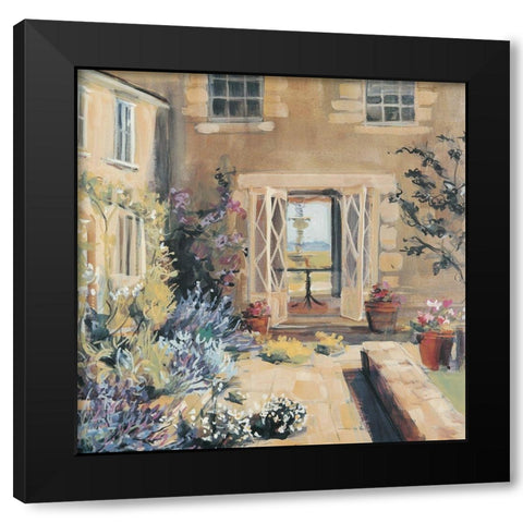 Courtyard Black Modern Wood Framed Art Print with Double Matting by Unknown
