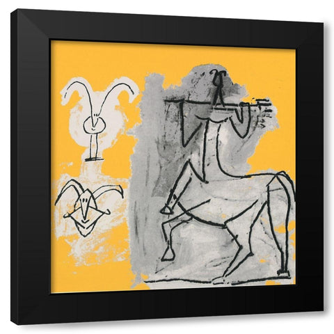 Horseman Black Modern Wood Framed Art Print with Double Matting by Unknown
