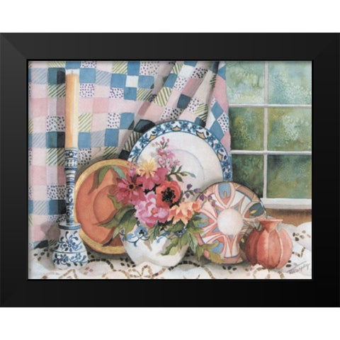 Plates by the Window Black Modern Wood Framed Art Print by Unknown