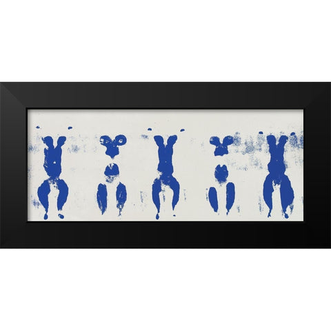 Blue Panel Black Modern Wood Framed Art Print by Unknown