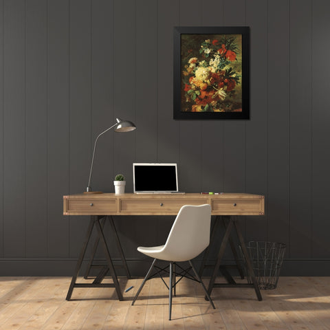 Classic Floral Black Modern Wood Framed Art Print by Unknown