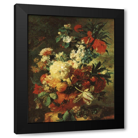 Classic Floral Black Modern Wood Framed Art Print with Double Matting by Unknown