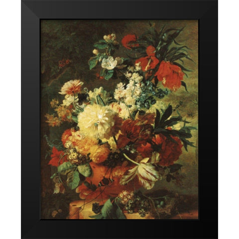 Classic Floral Black Modern Wood Framed Art Print by Unknown