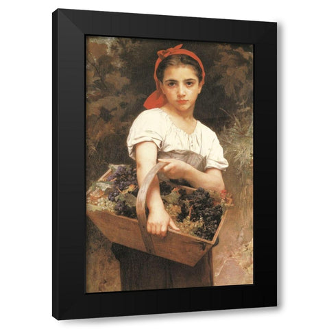 Maiden with Basket Black Modern Wood Framed Art Print by Unknown