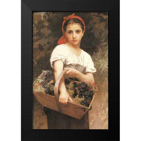 Maiden with Basket Black Modern Wood Framed Art Print by Unknown
