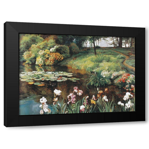 Path by the Lake Black Modern Wood Framed Art Print with Double Matting by Unknown