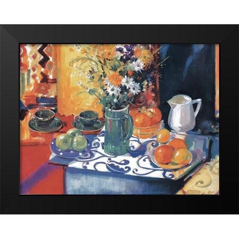 Table Setting Black Modern Wood Framed Art Print by Unknown
