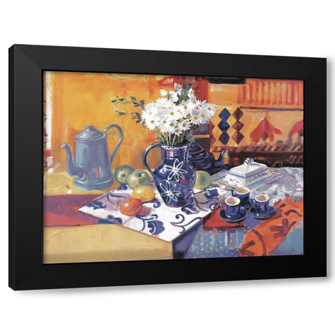 Table Cloth Black Modern Wood Framed Art Print by Unknown