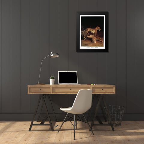Twp Leopards Black Modern Wood Framed Art Print by Agasse, Jacques-Laurent