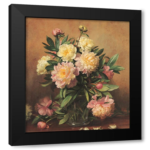 Begonia Floral Black Modern Wood Framed Art Print by Unknown