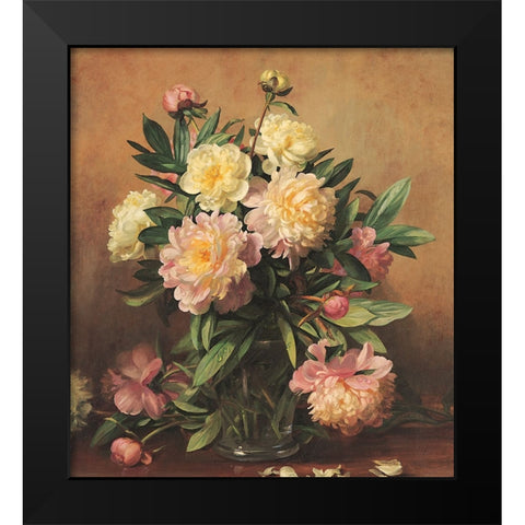 Begonia Floral Black Modern Wood Framed Art Print by Unknown