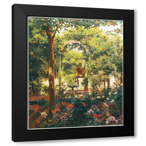 Garden Black Modern Wood Framed Art Print with Double Matting by Unknown