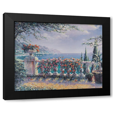 Ocean View Black Modern Wood Framed Art Print with Double Matting by Unknown