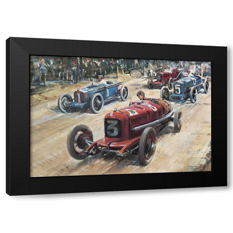 Race Cars 1922 Black Modern Wood Framed Art Print with Double Matting by Unknown