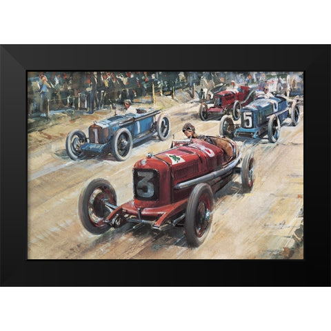 Race Cars 1922 Black Modern Wood Framed Art Print by Unknown