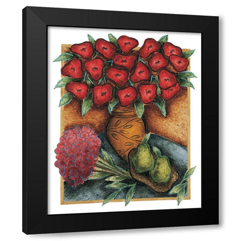 Red Poppies Black Modern Wood Framed Art Print with Double Matting by Unknown