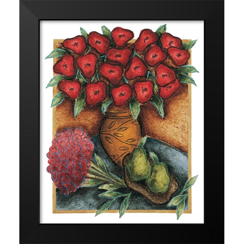 Red Poppies Black Modern Wood Framed Art Print by Unknown