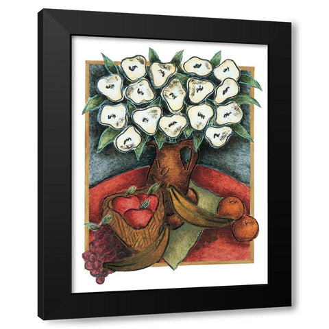 White Poppies Black Modern Wood Framed Art Print with Double Matting by Unknown