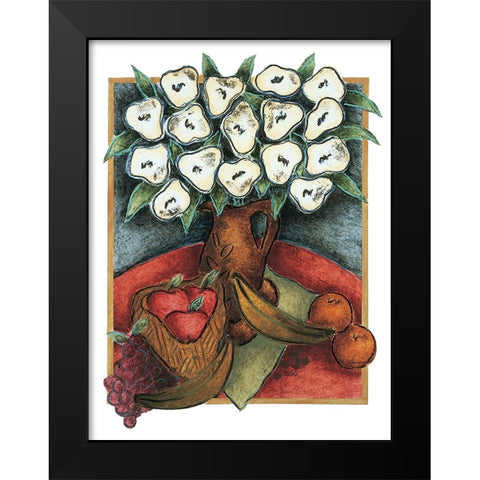 White Poppies Black Modern Wood Framed Art Print by Unknown