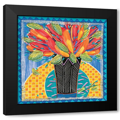Colorful Vase Black Modern Wood Framed Art Print with Double Matting by Unknown