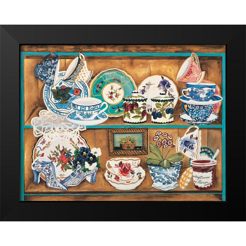 Teacups II Black Modern Wood Framed Art Print by Unknown