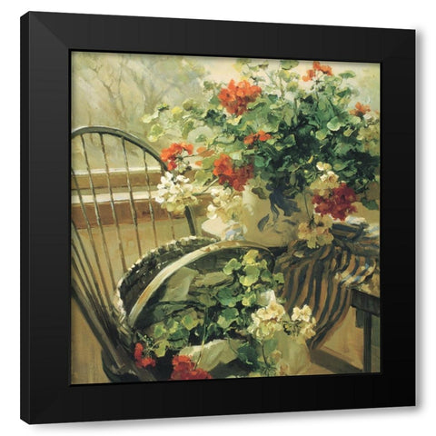 Chair Floral I Black Modern Wood Framed Art Print with Double Matting by Unknown