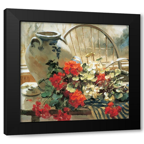 Chair Floral II Black Modern Wood Framed Art Print with Double Matting by Unknown