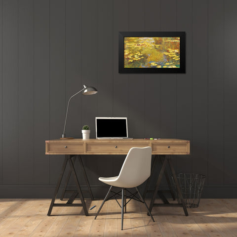 Water Lilys Black Modern Wood Framed Art Print by Unknown