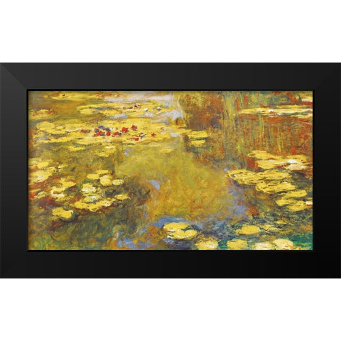 Water Lilys Black Modern Wood Framed Art Print by Unknown