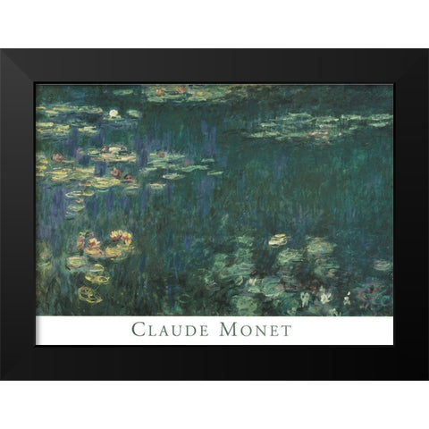 Water Lilies Black Modern Wood Framed Art Print by Monet, Claude