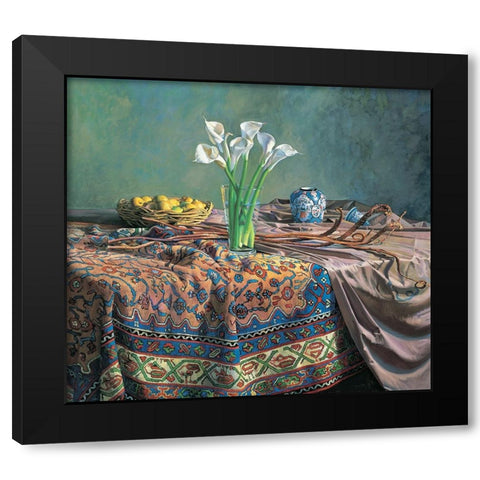 Lilies And Lemons Black Modern Wood Framed Art Print with Double Matting by Unknown