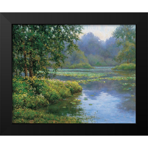 Lilypads Black Modern Wood Framed Art Print by Unknown