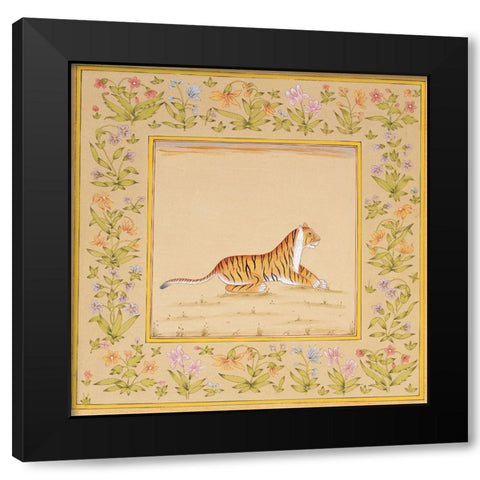 Tiger Black Modern Wood Framed Art Print by Unknown