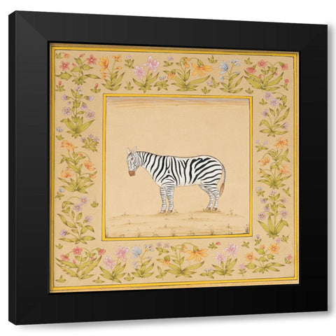Zebra Black Modern Wood Framed Art Print with Double Matting by Unknown