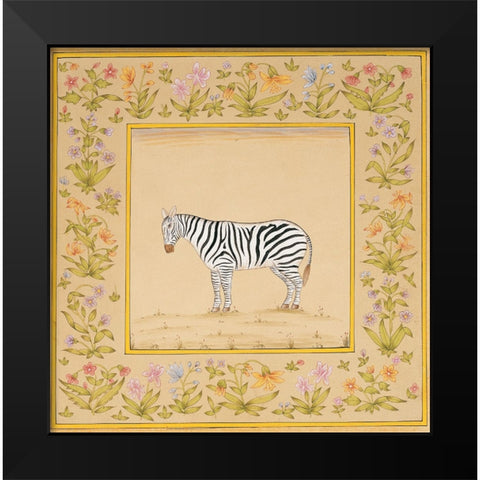 Zebra Black Modern Wood Framed Art Print by Unknown