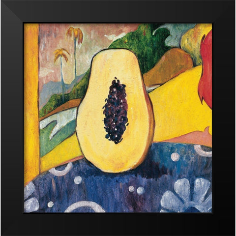 Papaya Black Modern Wood Framed Art Print by Unknown