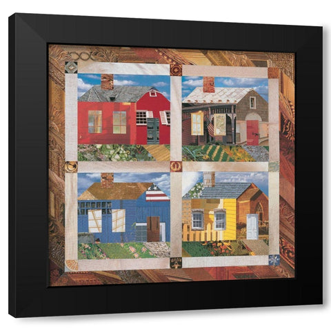 Tapestry of Homes Black Modern Wood Framed Art Print with Double Matting by Unknown