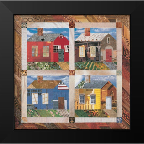 Tapestry of Homes Black Modern Wood Framed Art Print by Unknown