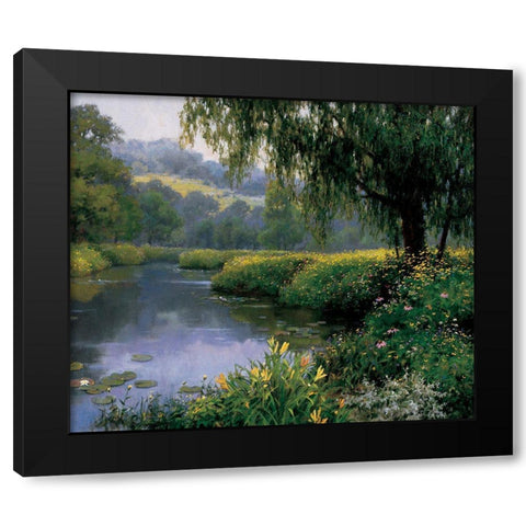 Lake Florals Black Modern Wood Framed Art Print by Unknown