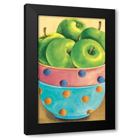 Green Apples Black Modern Wood Framed Art Print with Double Matting by Unknown