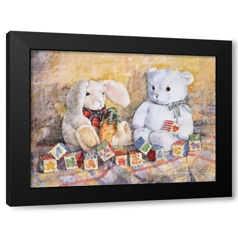 Hippity And Teddy Black Modern Wood Framed Art Print by Unknown