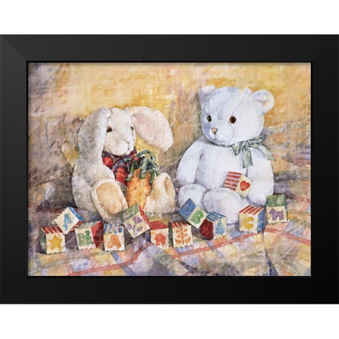 Hippity And Teddy Black Modern Wood Framed Art Print by Unknown