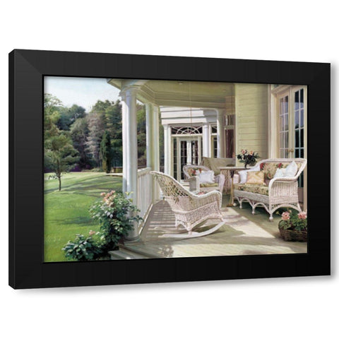 Porch Wicker Black Modern Wood Framed Art Print by Unknown