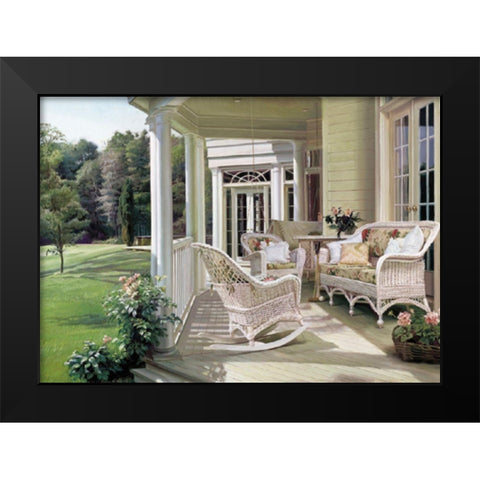 Porch Wicker Black Modern Wood Framed Art Print by Unknown
