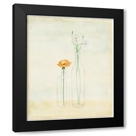 Bottles And Flowers II Black Modern Wood Framed Art Print with Double Matting by Unknown