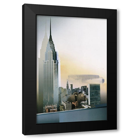 NYC Chrysler Bldg Black Modern Wood Framed Art Print with Double Matting by Unknown