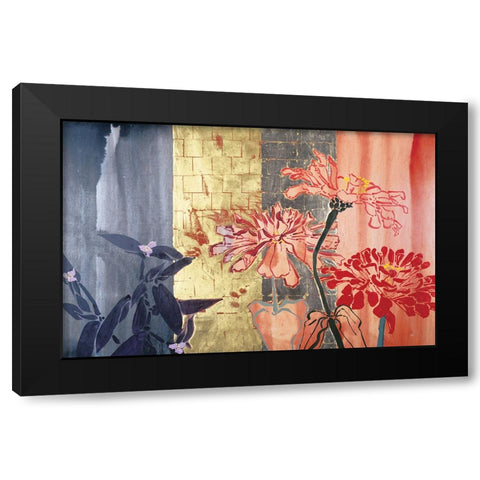 Floral Stencils Black Modern Wood Framed Art Print by Unknown