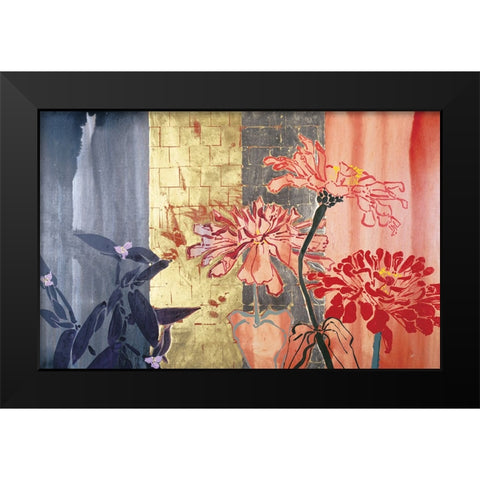 Floral Stencils Black Modern Wood Framed Art Print by Unknown