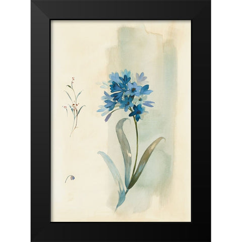 Modern Blue Floral Black Modern Wood Framed Art Print by Unknown